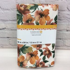 Celebrate It Fall Floral Thanksgiving Tablecloth 60x84 Harvest Holiday Fabric